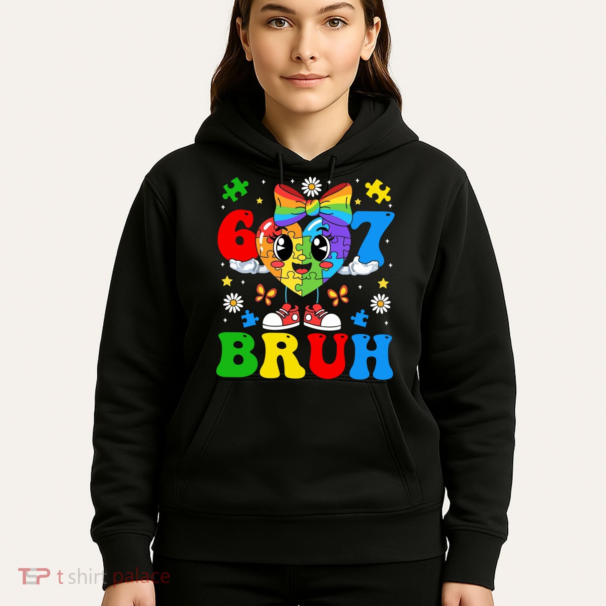 67 Bruh Puzzle Heart Autism Awareness Hoodie