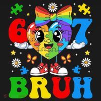 67 Bruh Puzzle Heart Autism Awareness Sweatshirt thumb 3