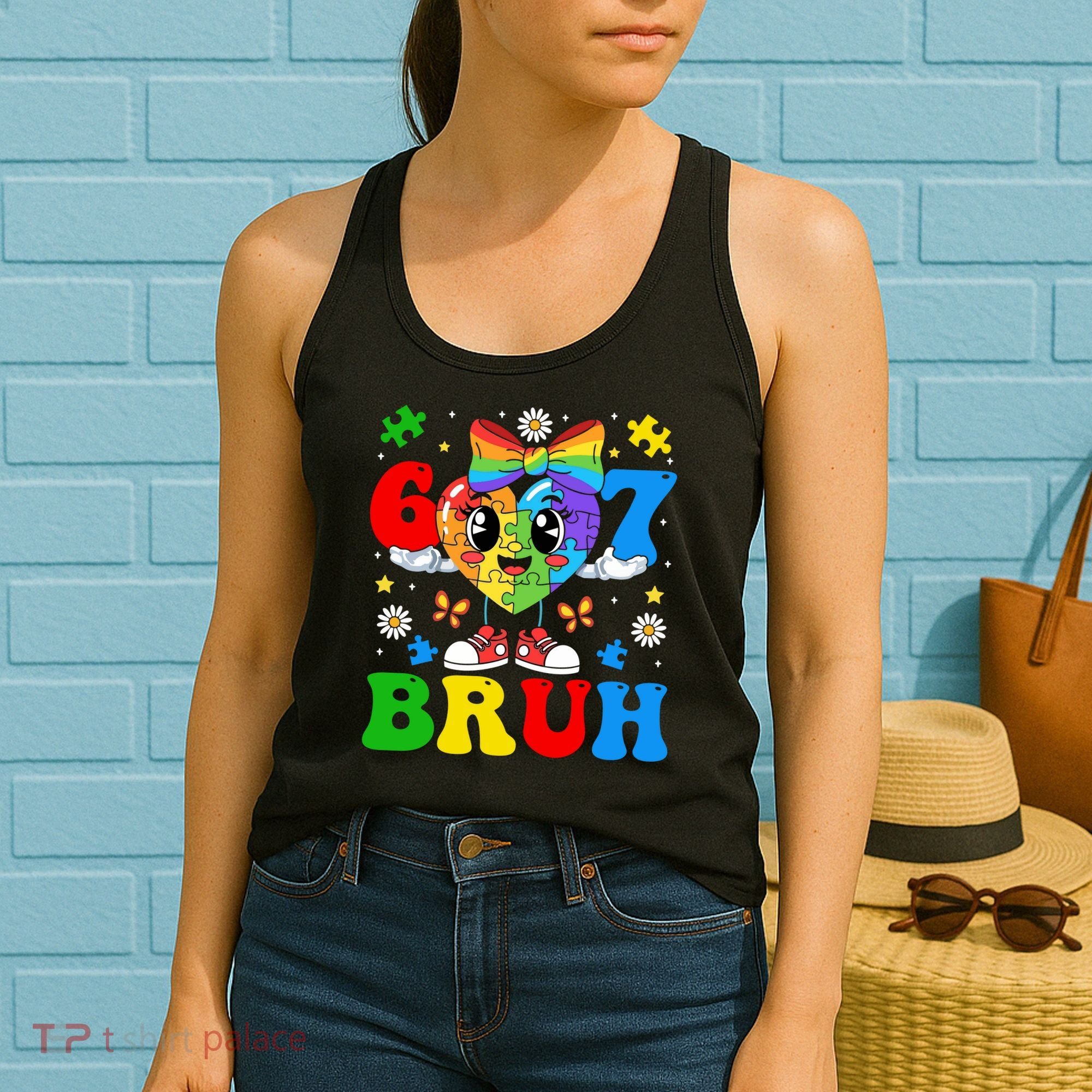 67 Bruh Puzzle Heart Autism Awareness Women's Tank Top