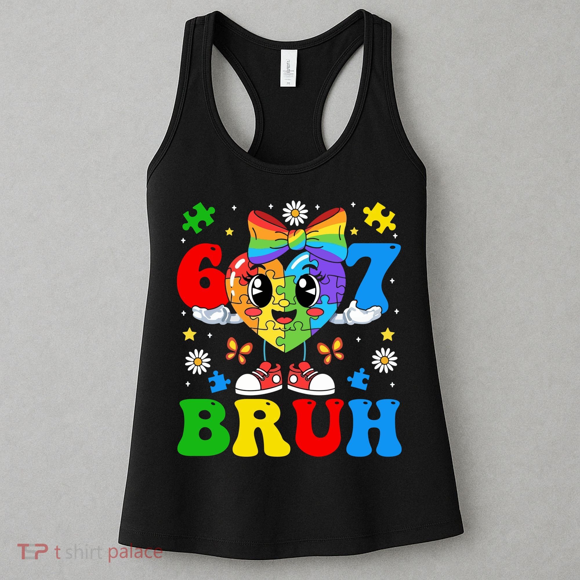 67 Bruh Puzzle Heart Autism Awareness Women's Tank Top
