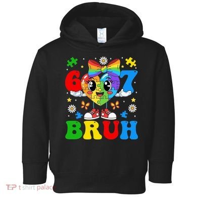 67 Bruh Puzzle Heart Autism Awareness Toddler Hoodie