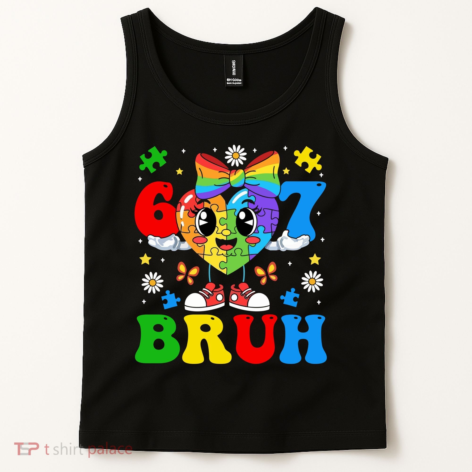 67 Bruh Puzzle Heart Autism Awareness Tank Top