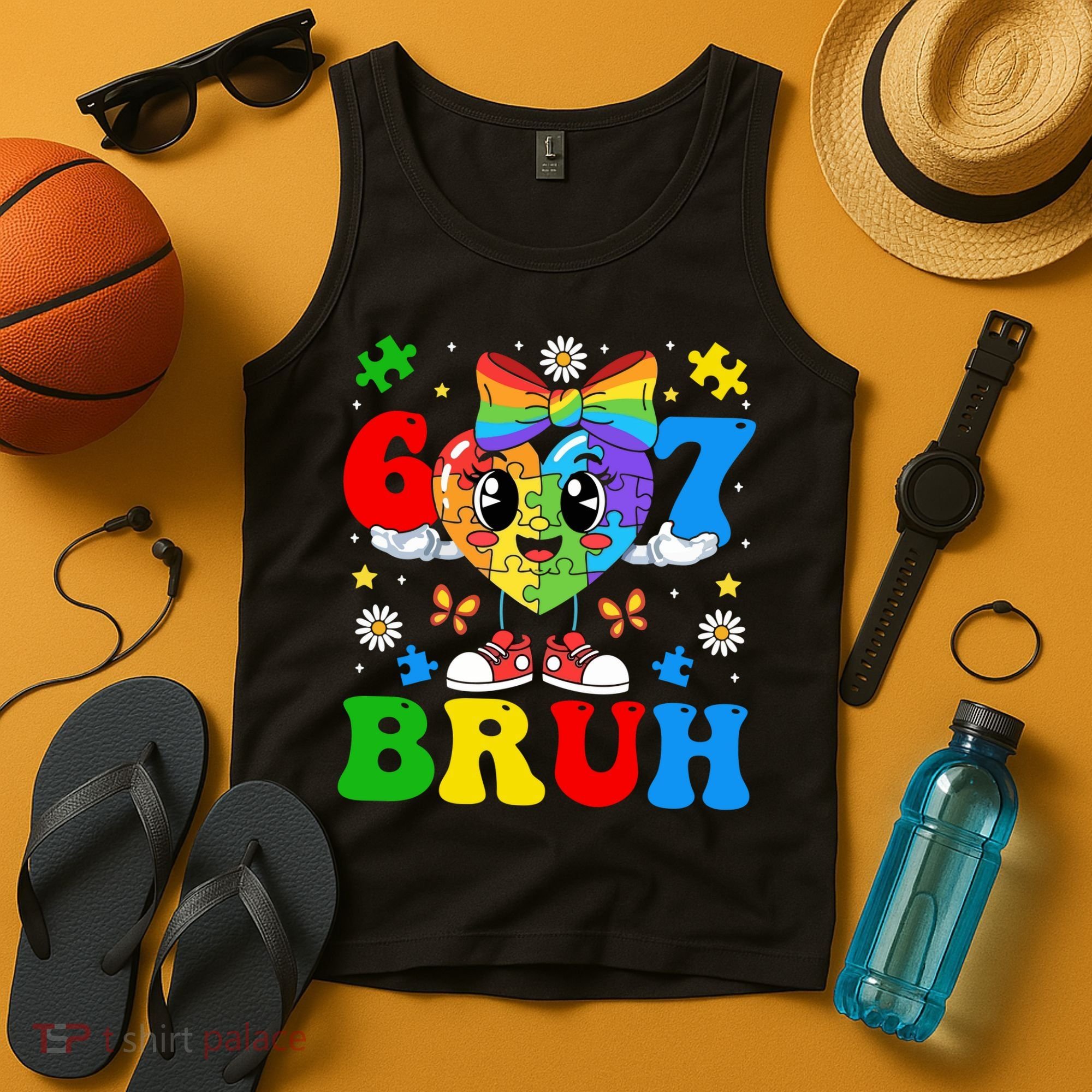 67 Bruh Puzzle Heart Autism Awareness Tank Top