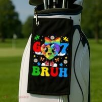 67 Bruh Puzzle Heart Autism Awareness Golf Towel thumb 2