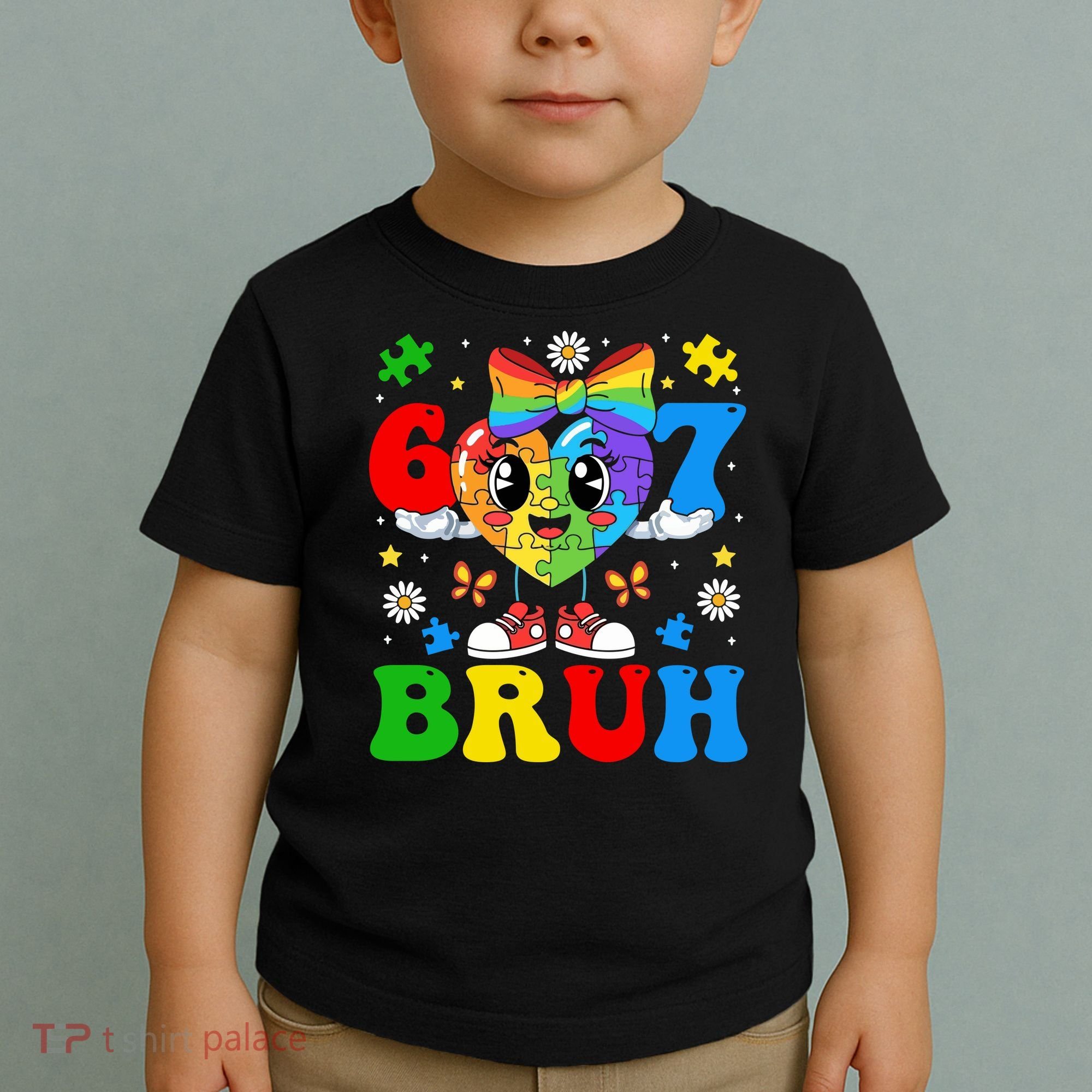 67 Bruh Puzzle Heart Autism Awareness Toddler T-Shirt