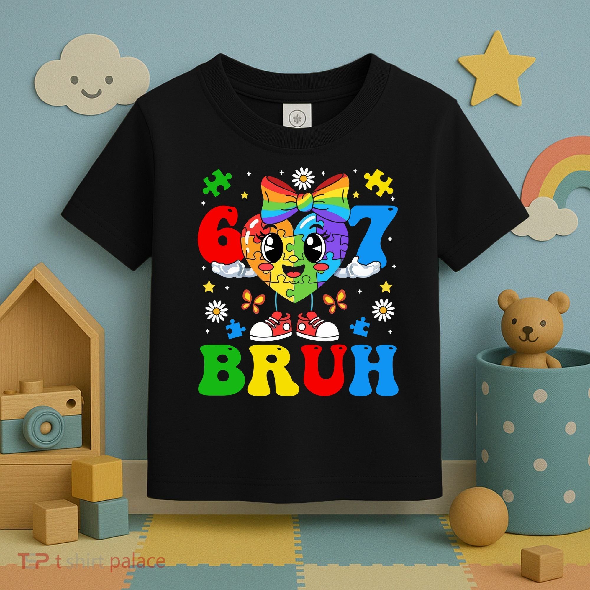 67 Bruh Puzzle Heart Autism Awareness Toddler T-Shirt