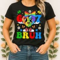 67 Bruh Puzzle Heart Autism Awareness Women's T-Shirt thumb 2