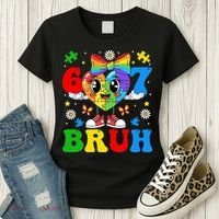 67 Bruh Puzzle Heart Autism Awareness Women's T-Shirt thumb 3