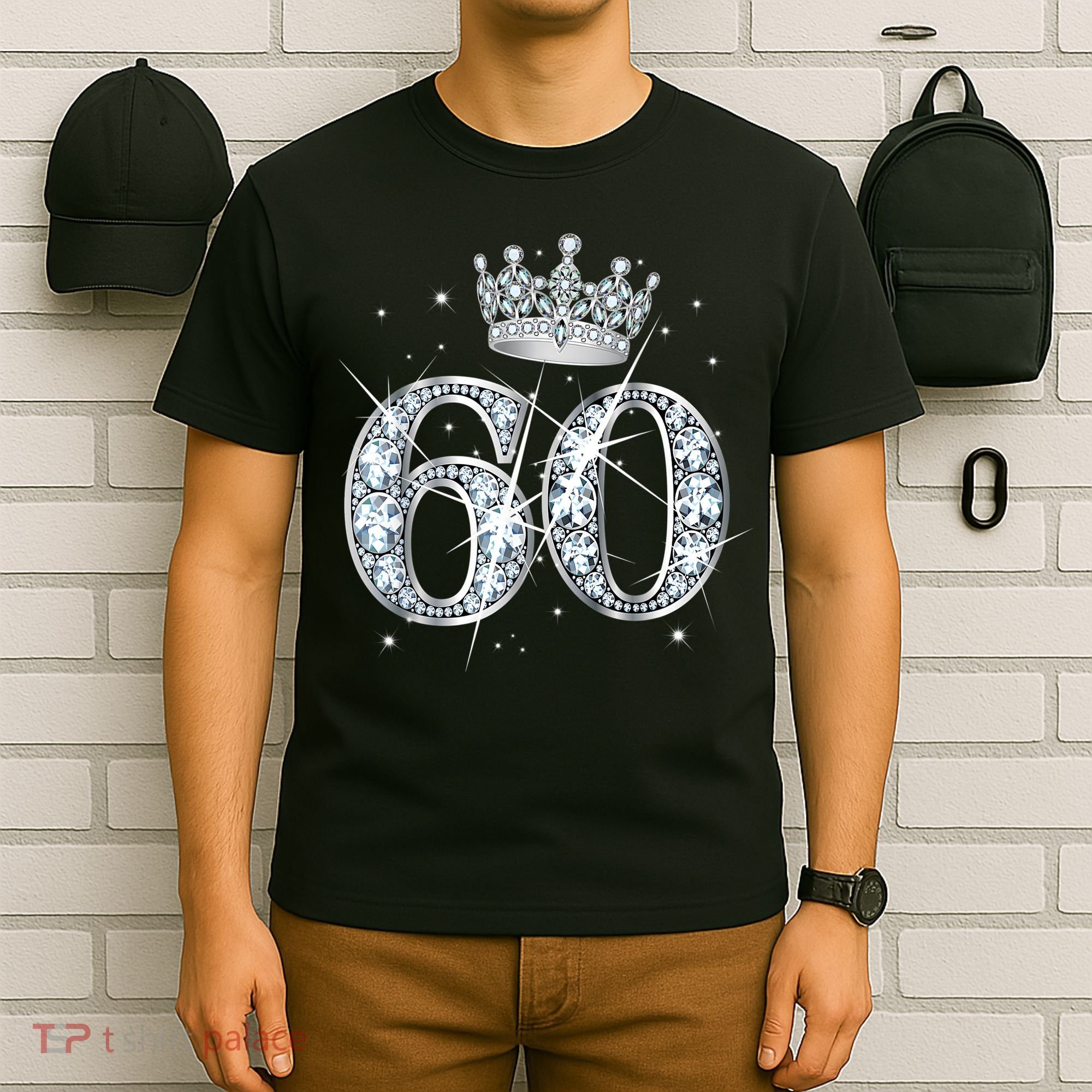 60th Birthday Queen Wo diamond crown 60 Year Old Gifts T-Shirt