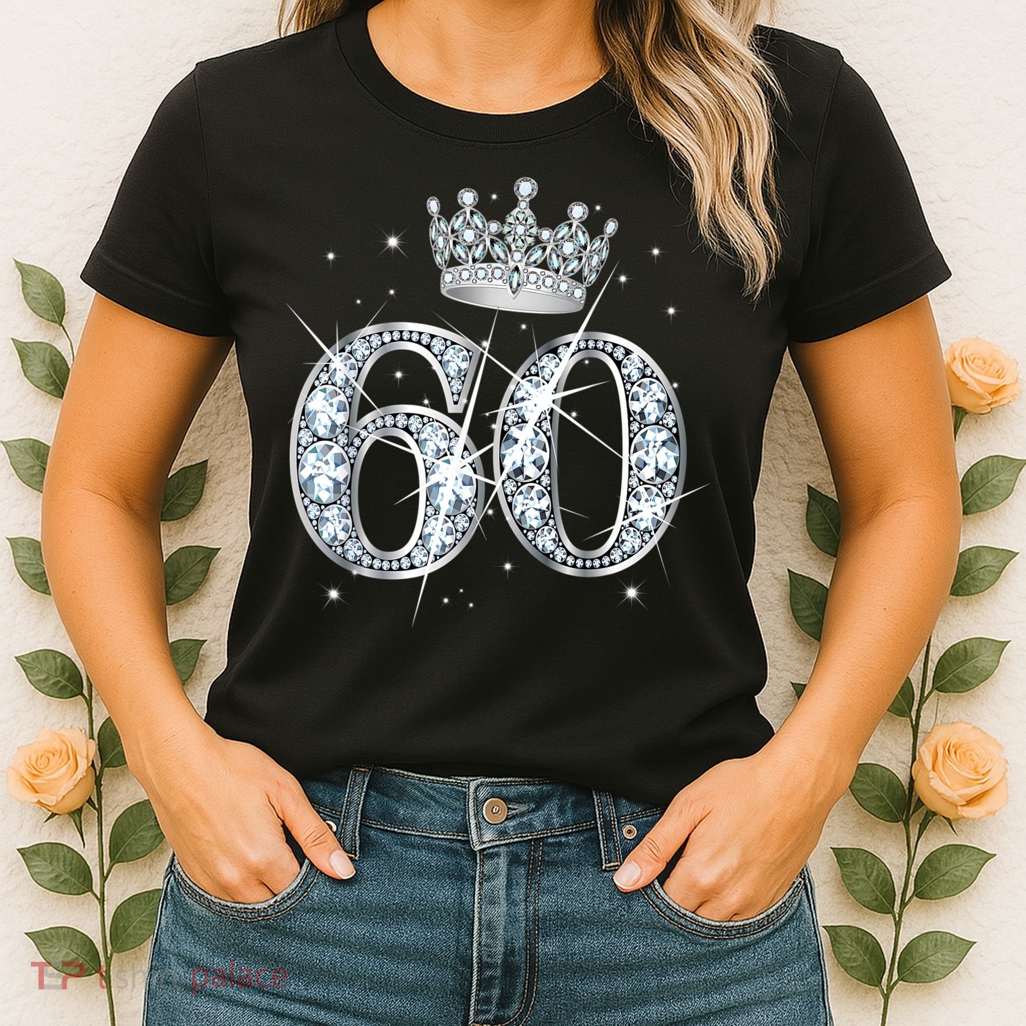 60th Birthday Queen Wo diamond crown 60 Year Old Gifts Women's T-Shirt