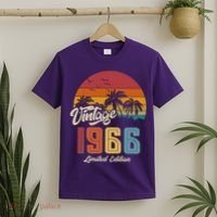 60th Birthday Retro Vintage 1966 Tropical Palm Trees T-Shirt thumb 2