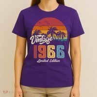 60th Birthday Retro Vintage 1966 Tropical Palm Trees T-Shirt thumb 4