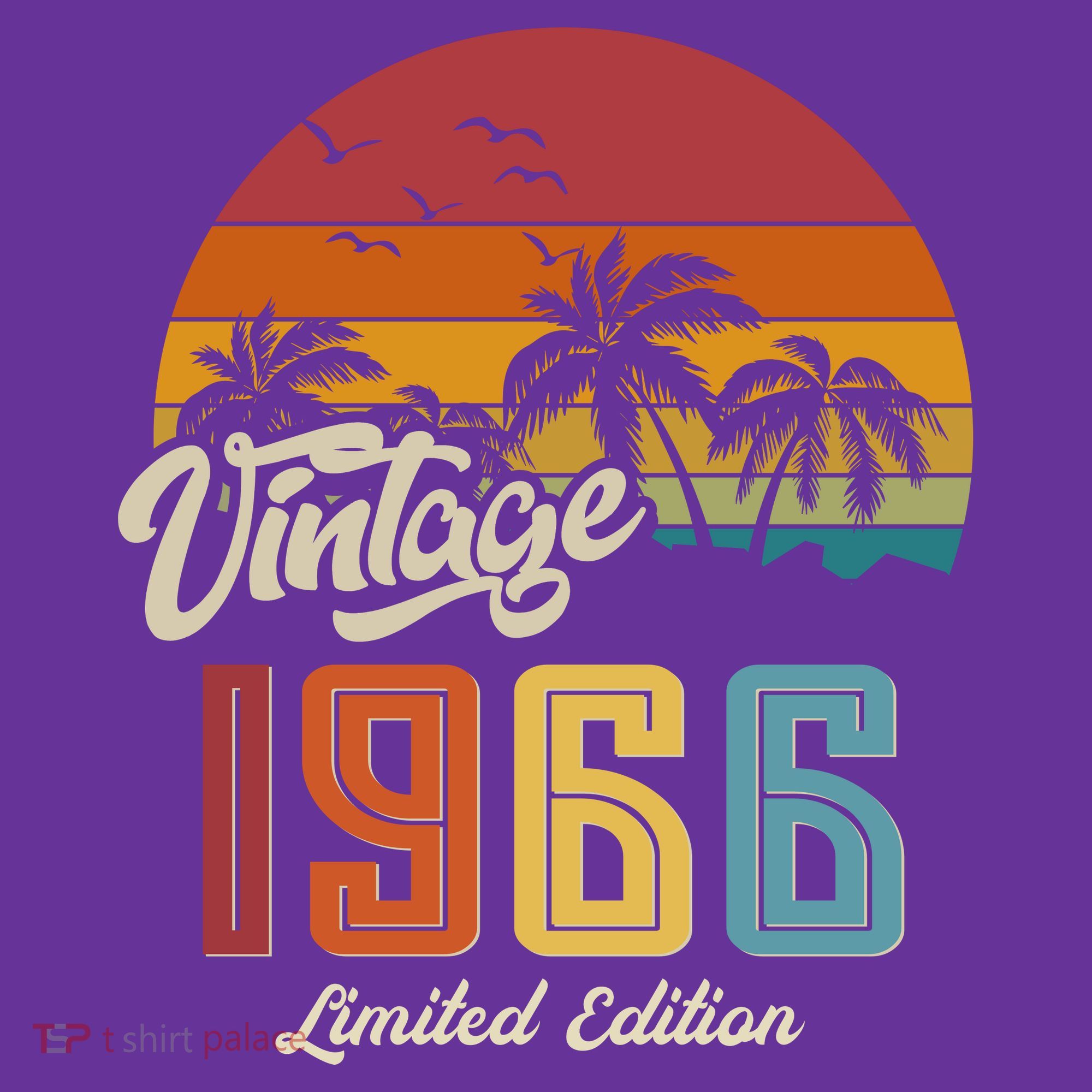 60th Birthday Retro Vintage 1966 Tropical Palm Trees T-Shirt
