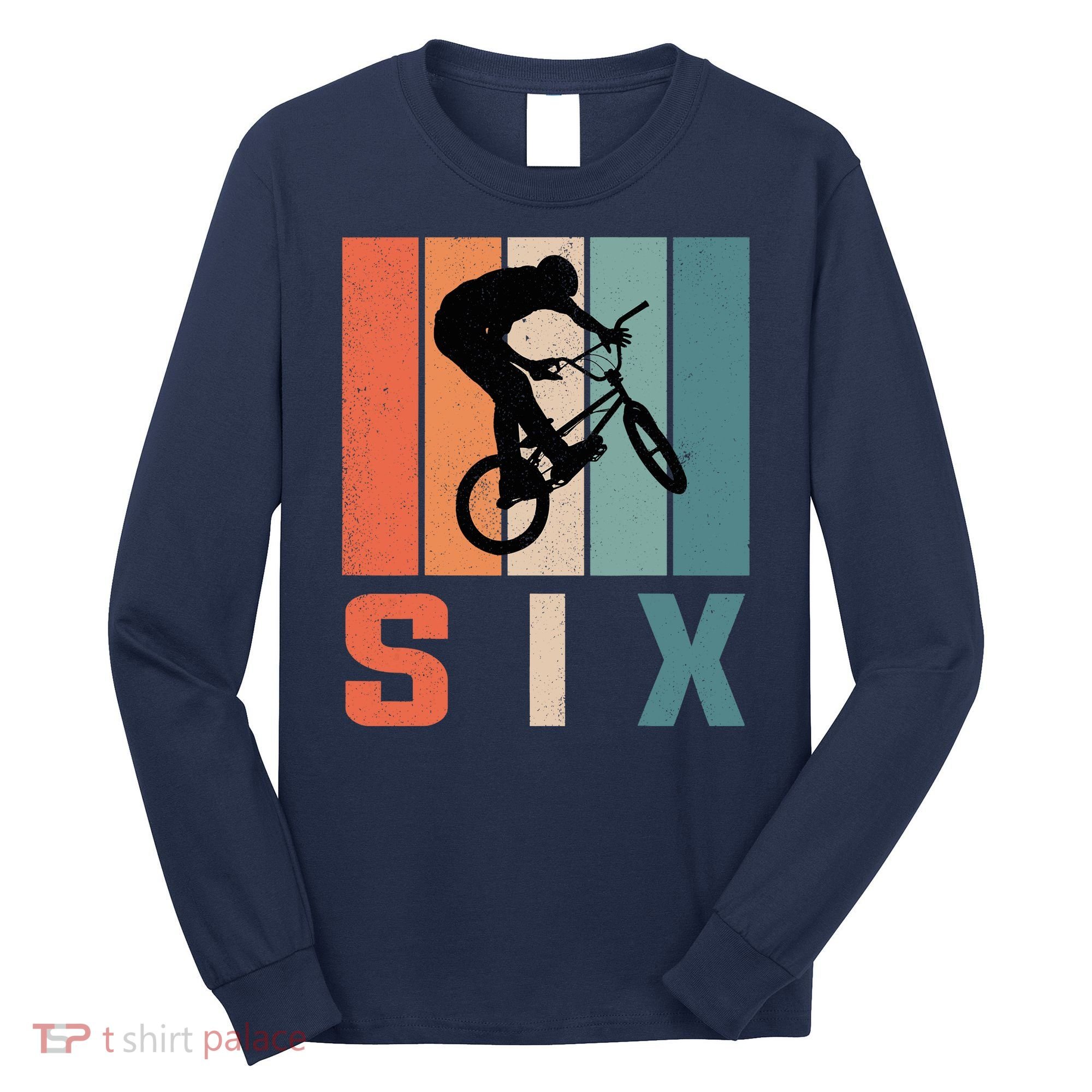 6th Birthday Retro Bmx Bicycle Bike Boy 6 Years Old Long Sleeve Shirt