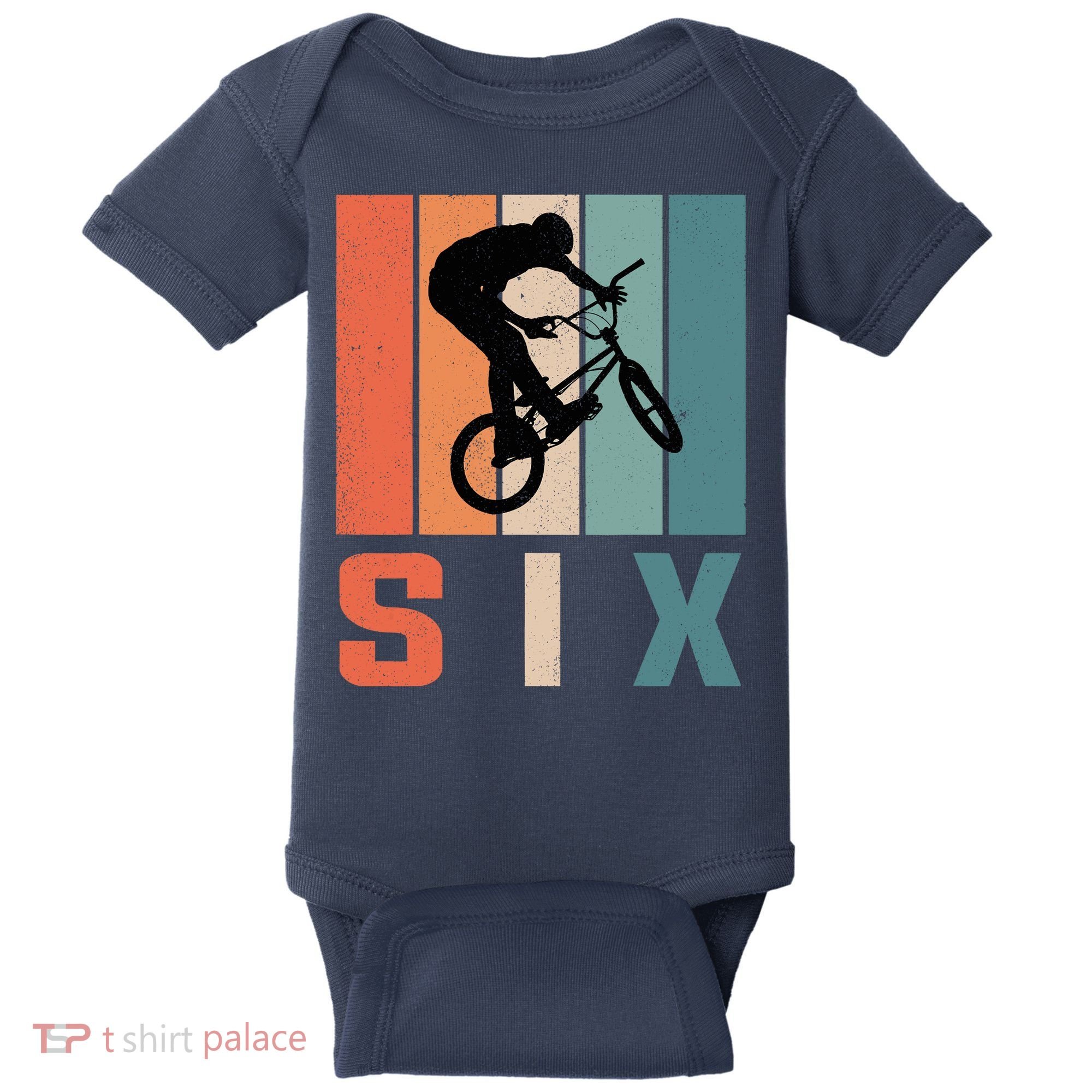6th Birthday Retro Bmx Bicycle Bike Boy 6 Years Old Baby Bodysuit