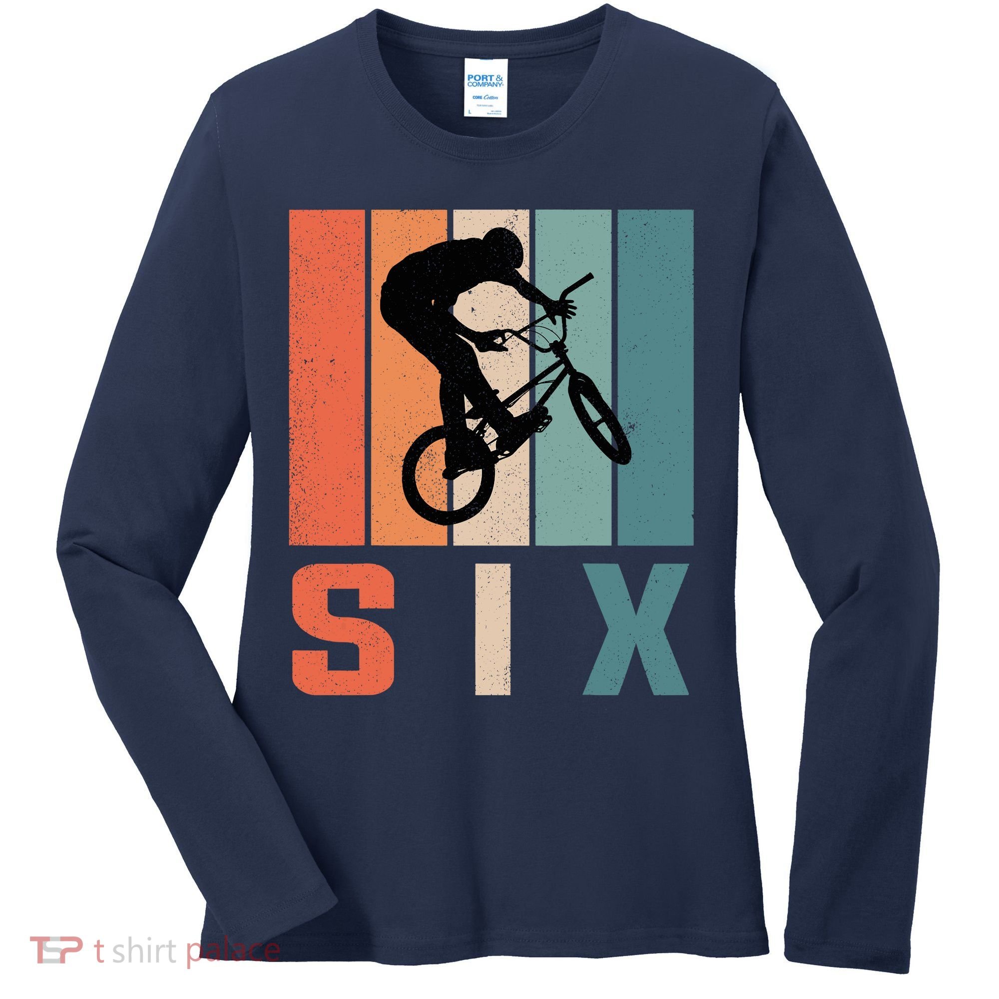 6th Birthday Retro Bmx Bicycle Bike Boy 6 Years Old Women's Long Sleeve Shirt