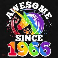 60th Birthday Rainbow Unicorn Awesome Since 1966 Ladies PosiCharge Tri-Blend Wicking Tank thumb 2