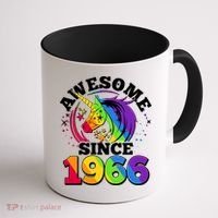 60th Birthday Rainbow Unicorn Awesome Since 1966 Coffee Mug thumb 1