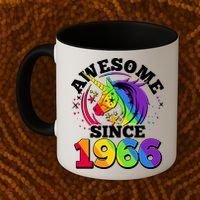 60th Birthday Rainbow Unicorn Awesome Since 1966 Coffee Mug thumb 2