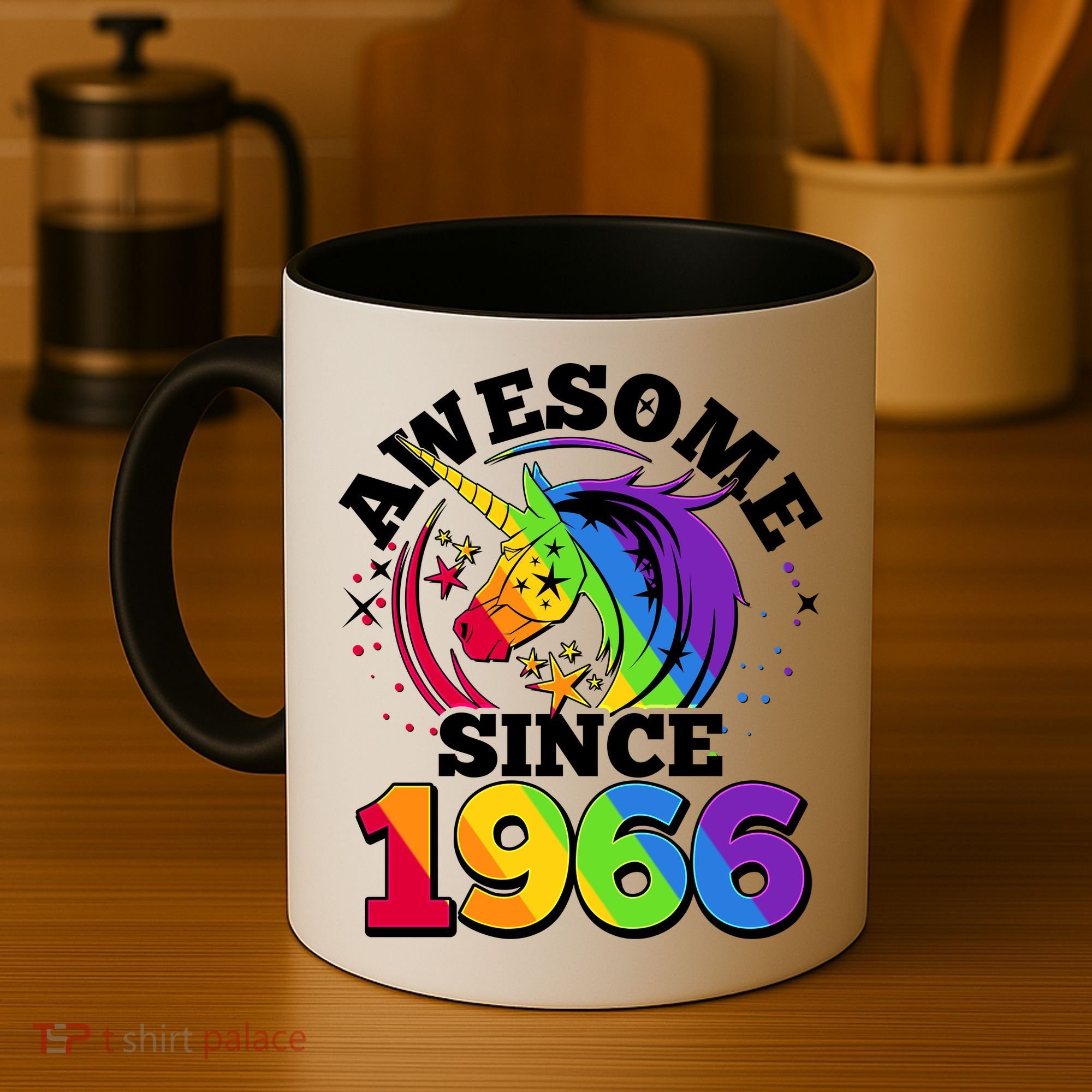 60th Birthday Rainbow Unicorn Awesome Since 1966 Coffee Mug