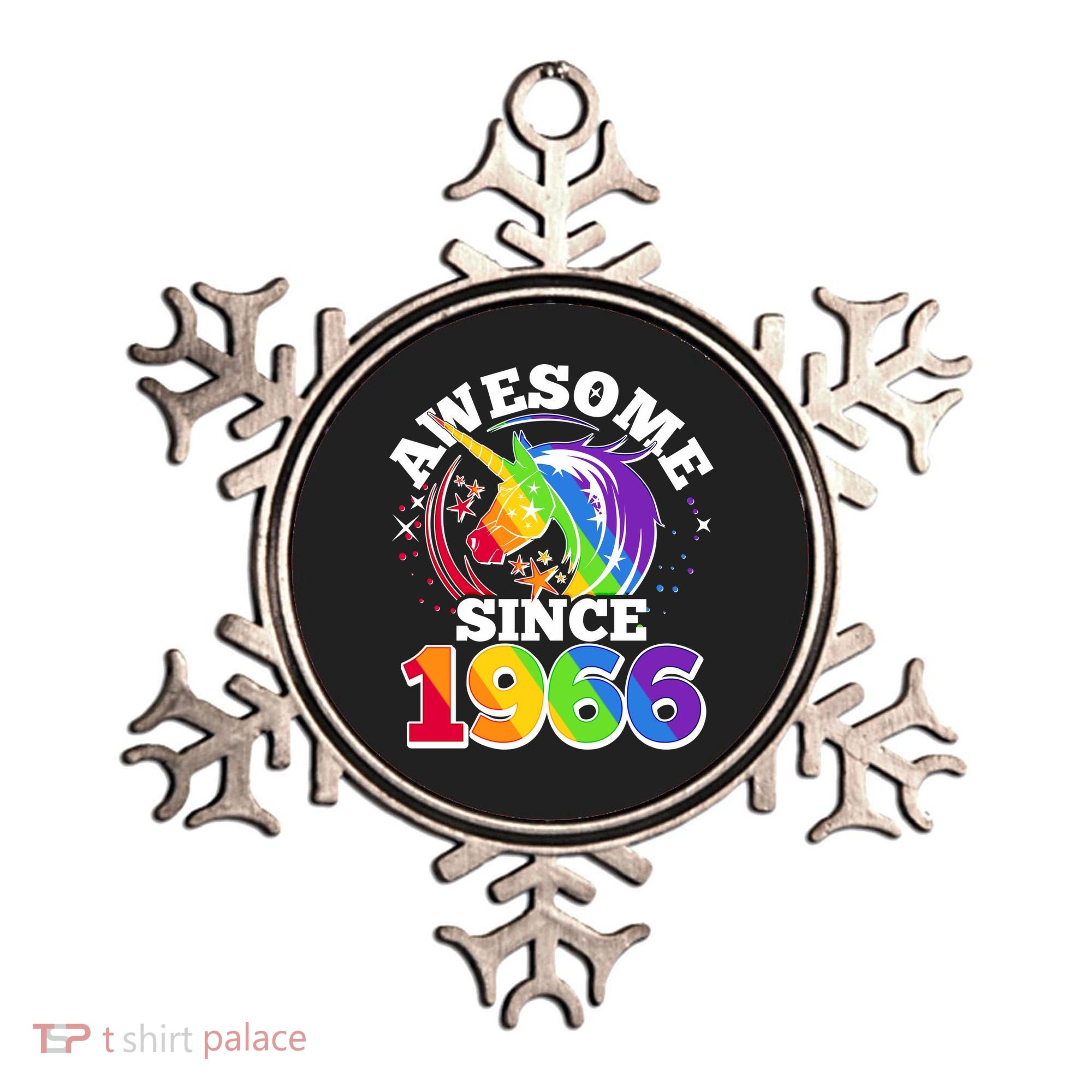 60th Birthday Rainbow Unicorn Awesome Since 1966 Ornament