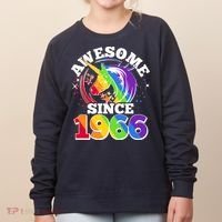 60th Birthday Rainbow Unicorn Awesome Since 1966 Women's Sweatshirt thumb 0