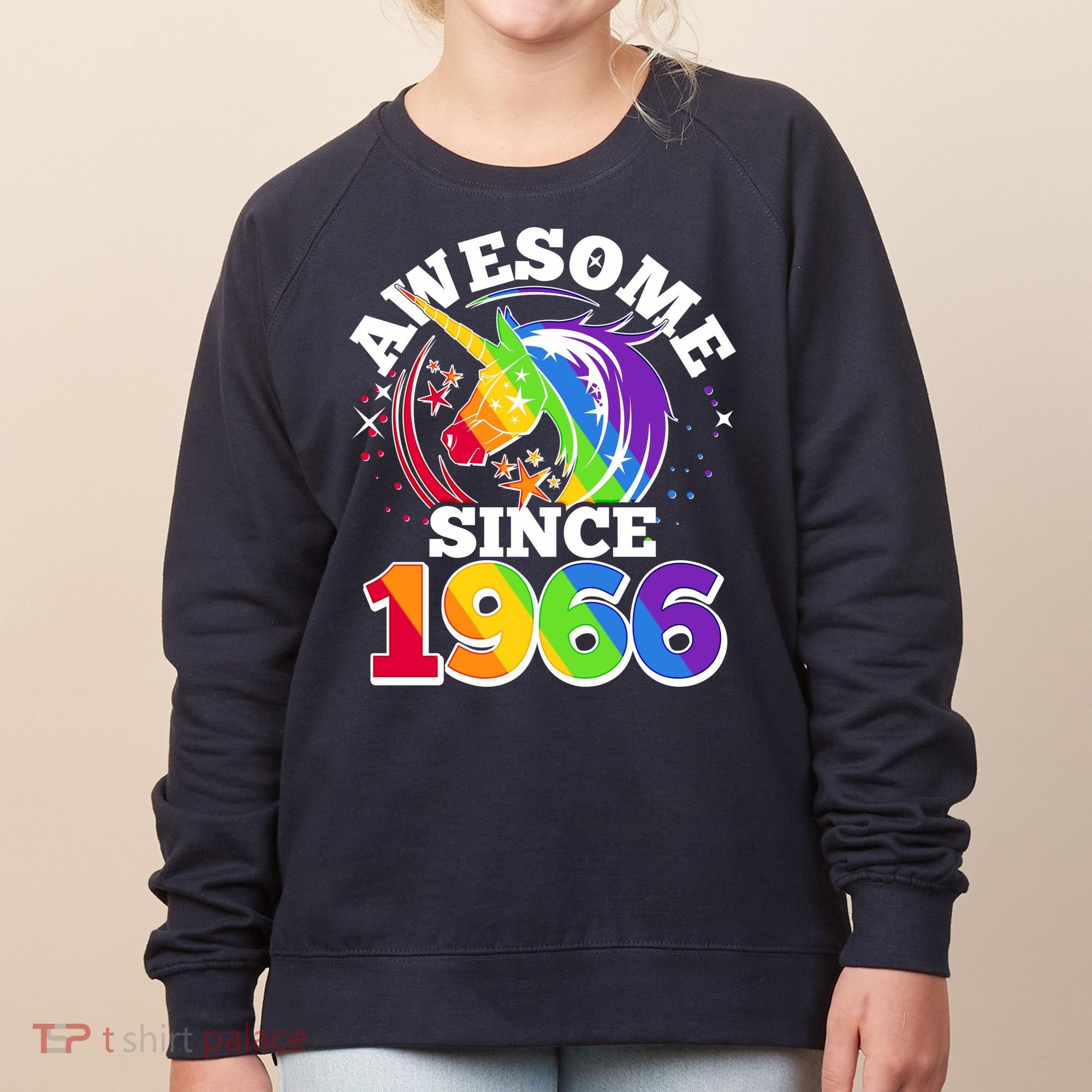 60th Birthday Rainbow Unicorn Awesome Since 1966 Women's Sweatshirt