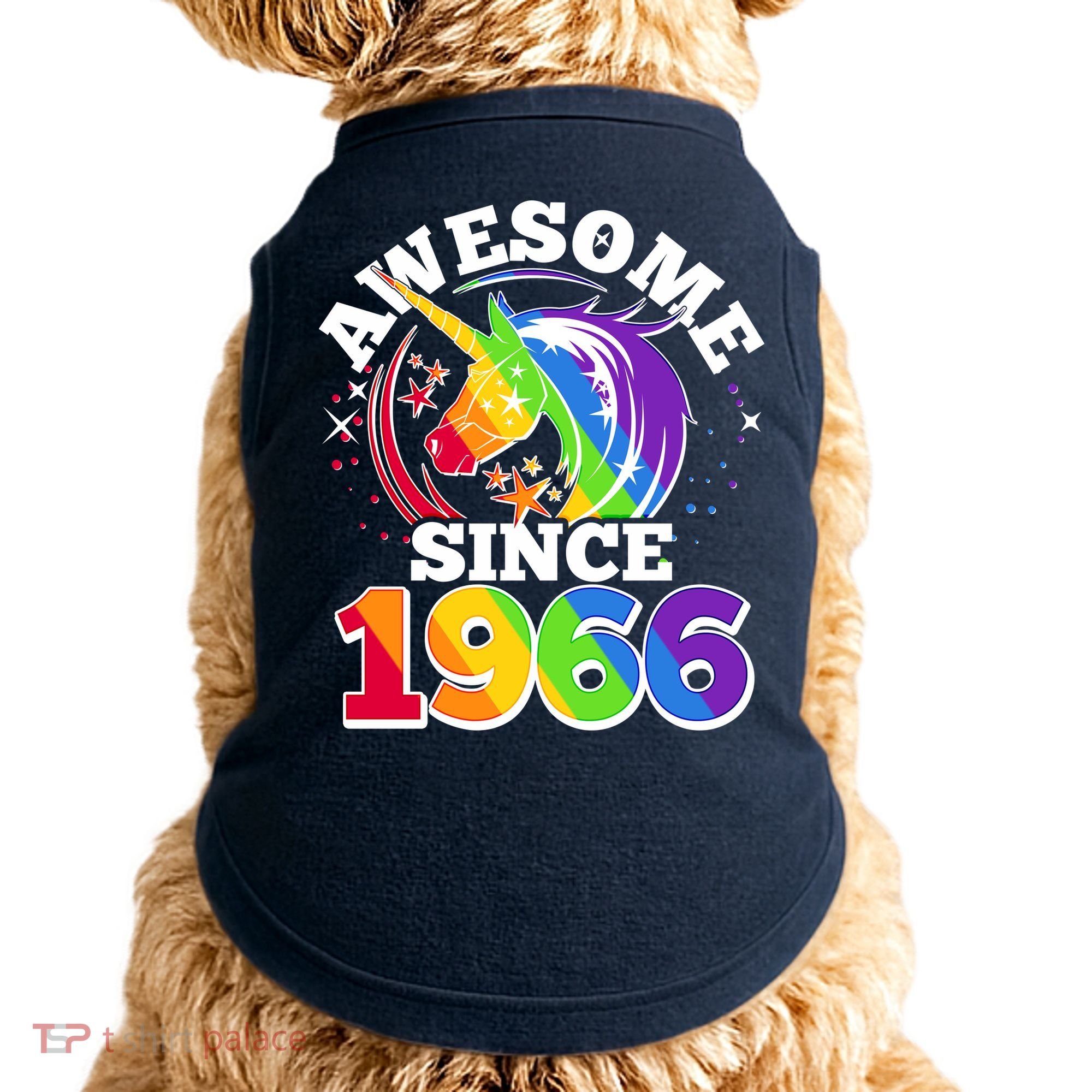 60th Birthday Rainbow Unicorn Awesome Since 1966 Doggie Tank