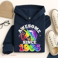 60th Birthday Rainbow Unicorn Awesome Since 1966 Hoodie thumb 4