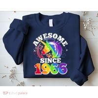60th Birthday Rainbow Unicorn Awesome Since 1966 Sweatshirt thumb 2