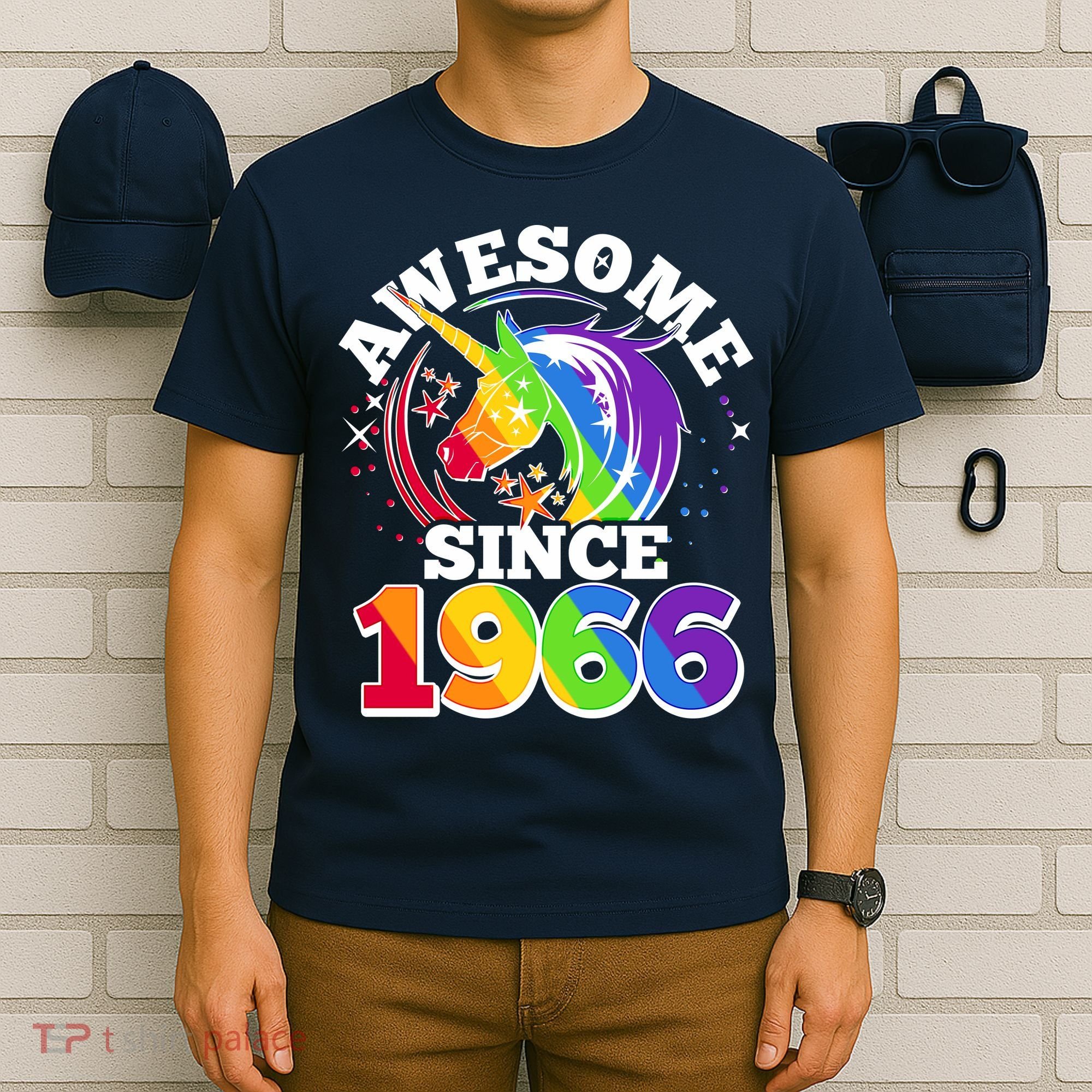 60th Birthday Rainbow Unicorn Awesome Since 1966 T-Shirt