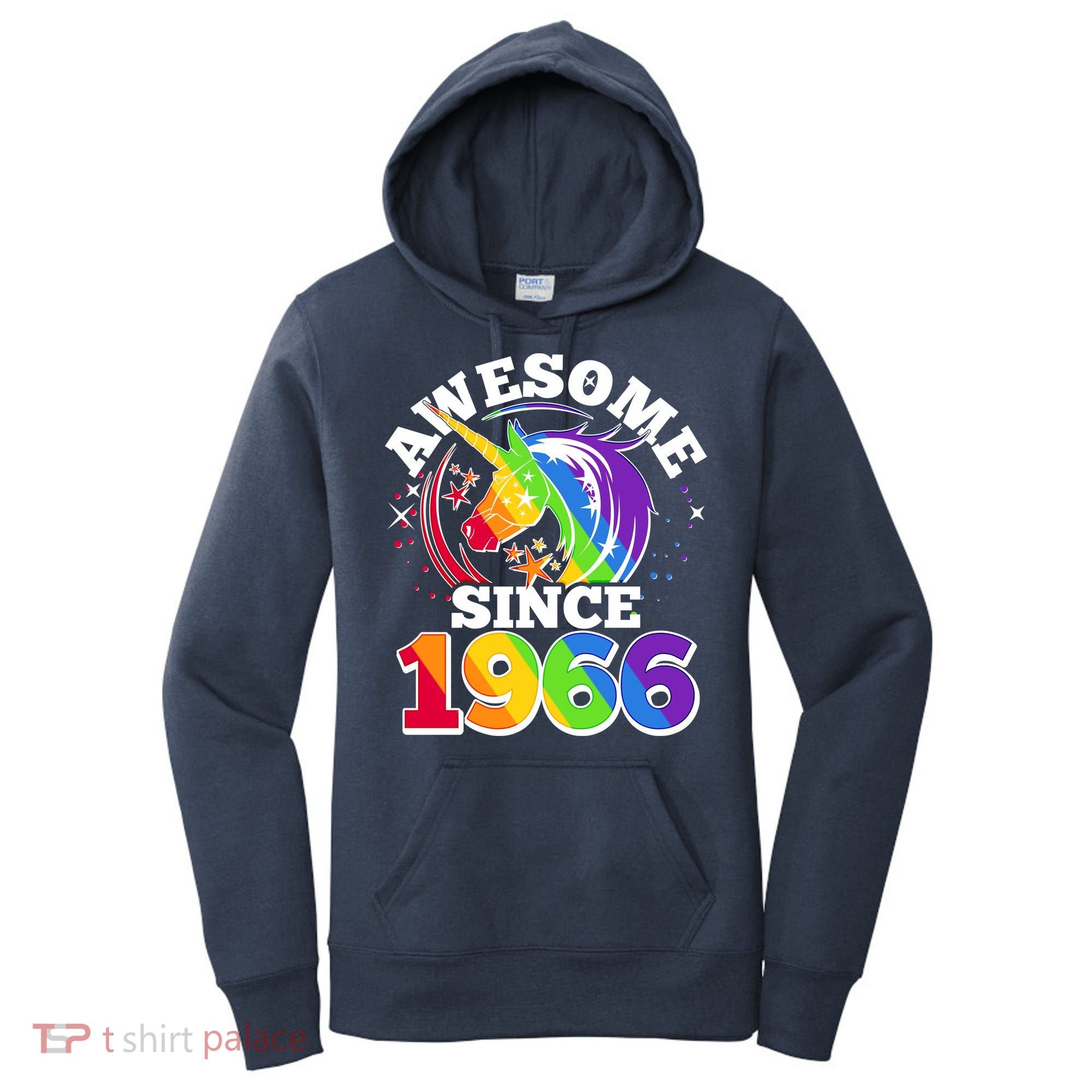 60th Birthday Rainbow Unicorn Awesome Since 1966 Women's Hoodie