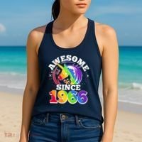 60th Birthday Rainbow Unicorn Awesome Since 1966 Women's Tank Top thumb 2