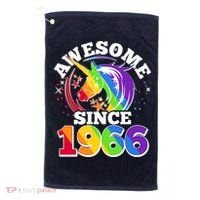 60th Birthday Rainbow Unicorn Awesome Since 1966 Golf Towel thumb 0