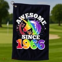 60th Birthday Rainbow Unicorn Awesome Since 1966 Golf Towel thumb 1