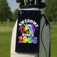 60th Birthday Rainbow Unicorn Awesome Since 1966 Golf Towel thumb 2