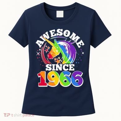 60th Birthday Rainbow Unicorn Awesome Since 1966 Women's T-Shirt