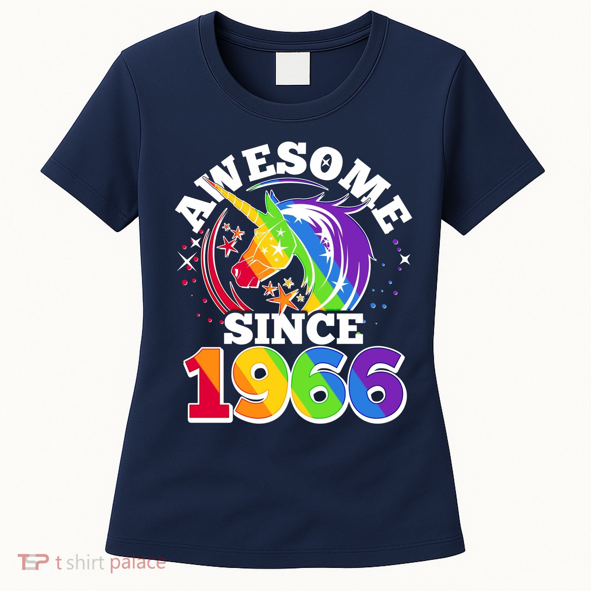 60th Birthday Rainbow Unicorn Awesome Since 1966 Women's T-Shirt