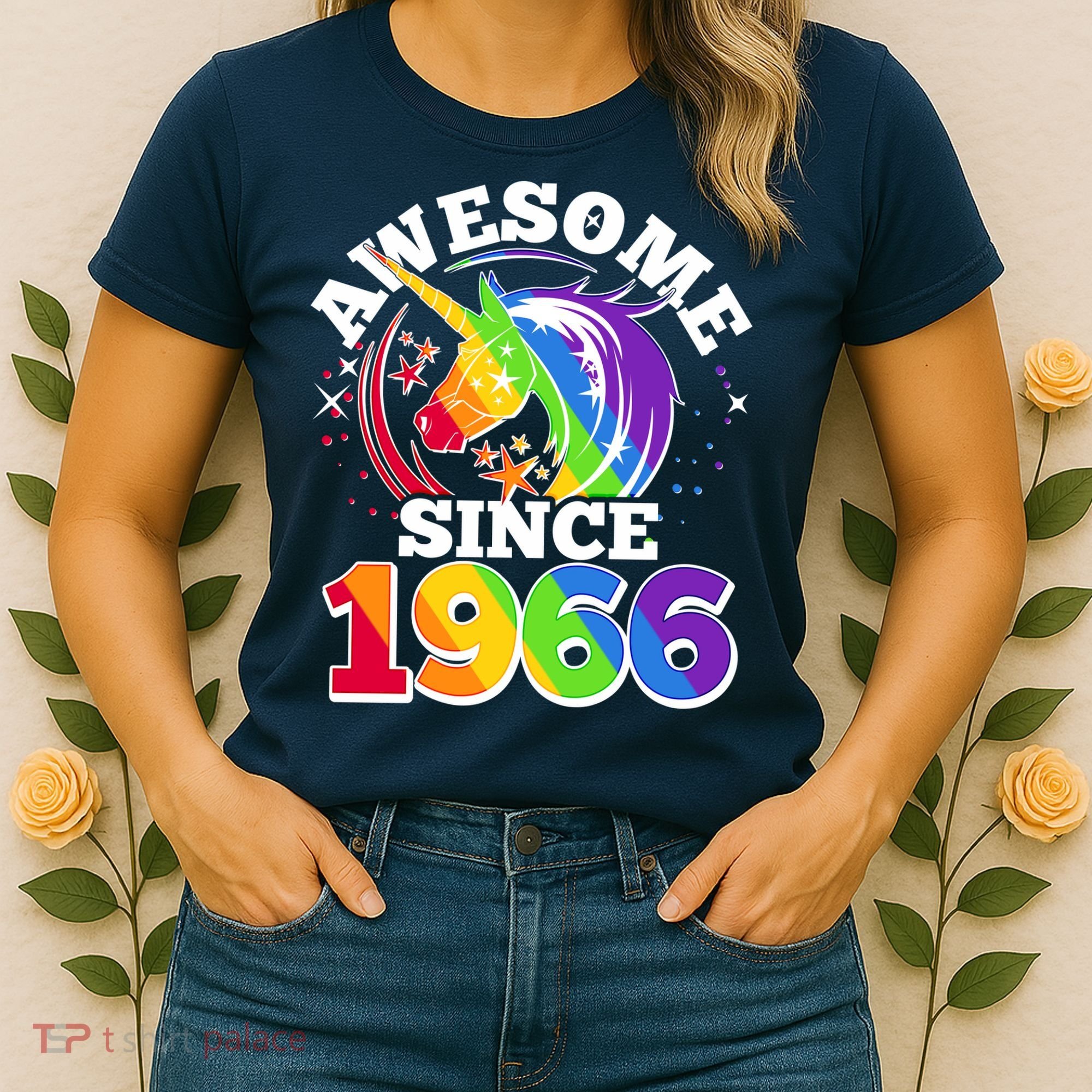 60th Birthday Rainbow Unicorn Awesome Since 1966 Women's T-Shirt