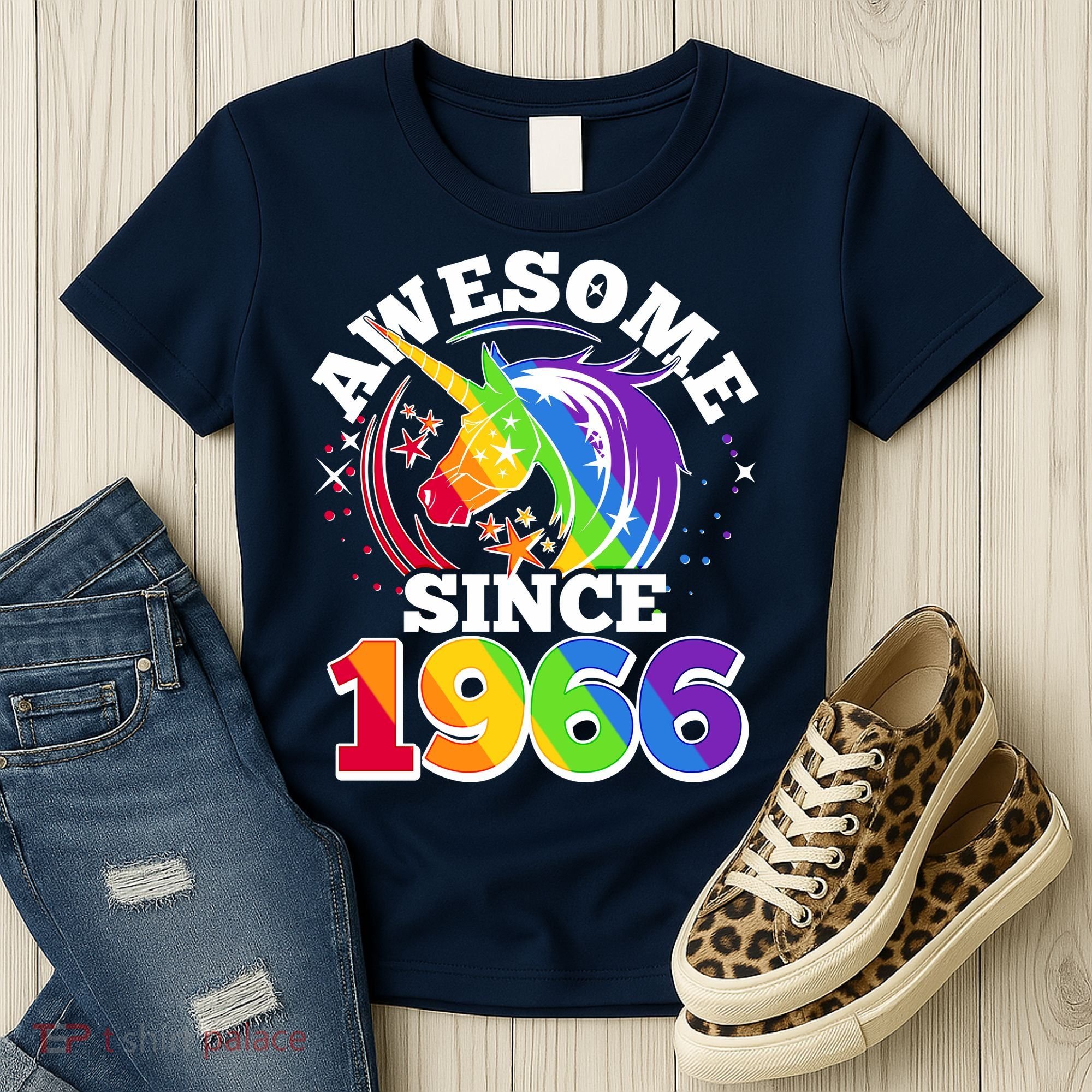 60th Birthday Rainbow Unicorn Awesome Since 1966 Women's T-Shirt