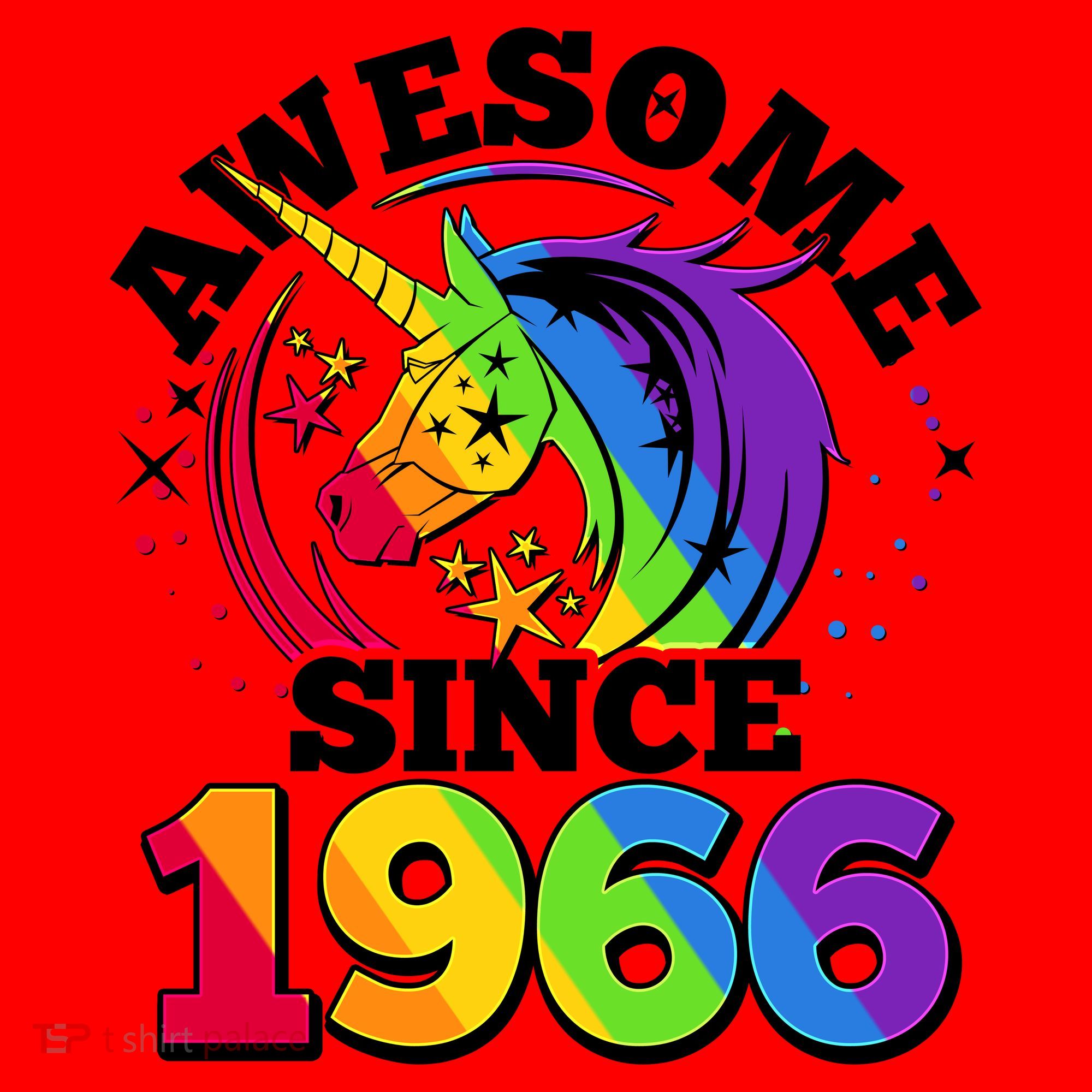 60th Birthday Rainbow Unicorn Awesome Since 1966 Santa Hat