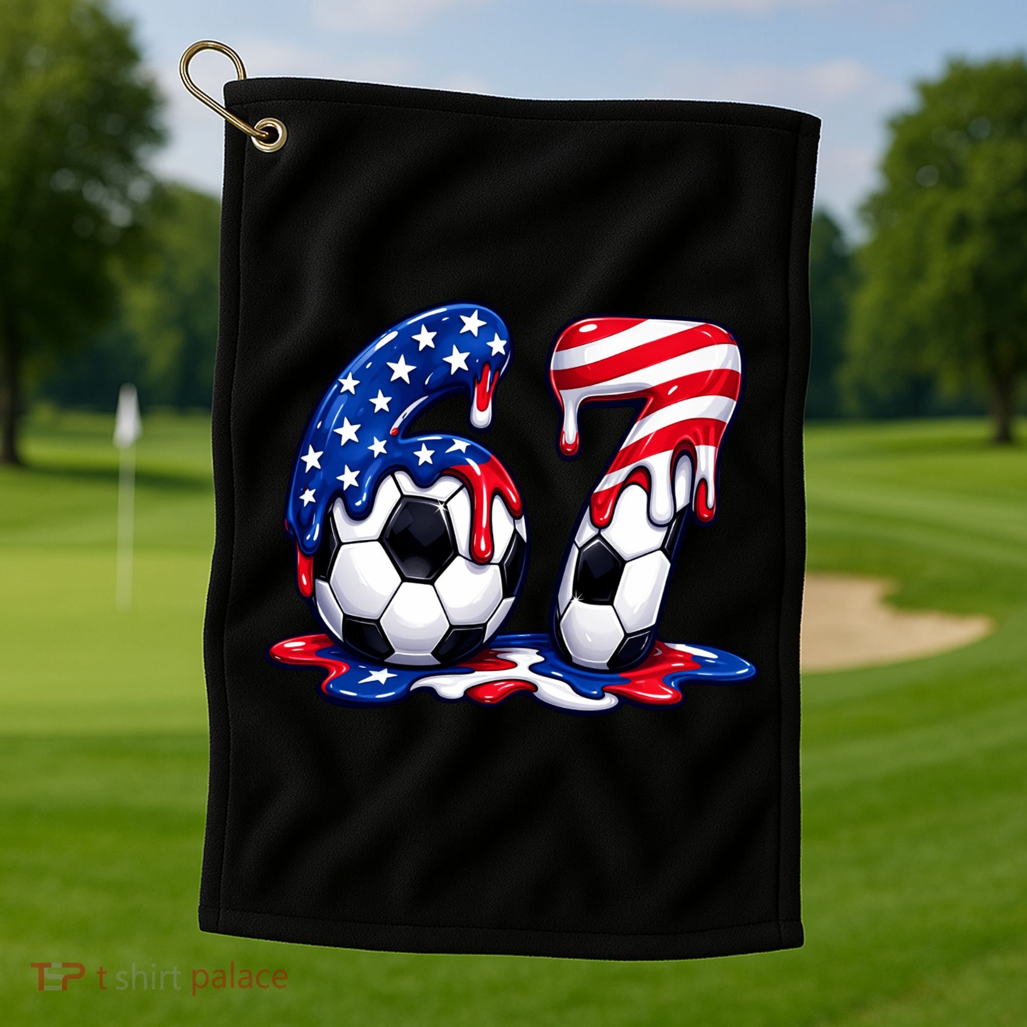 67th Birthday Soccer 6-7 Meme Six Seven Golf Towel