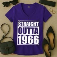 60th Birthday Straight Outta 1966 Women's V-Neck T-Shirt thumb 2