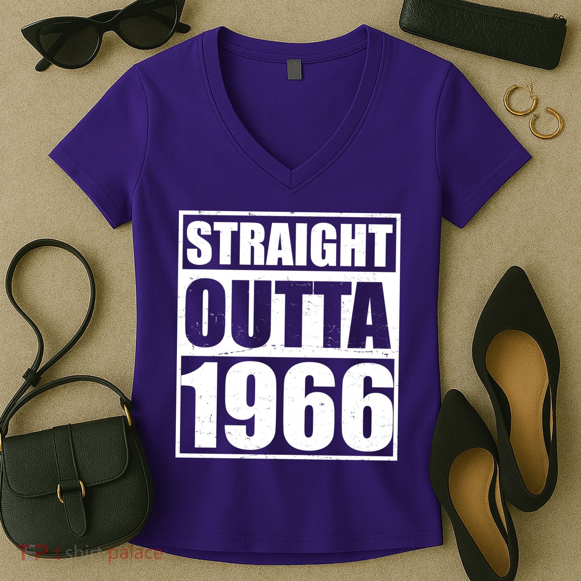 60th Birthday Straight Outta 1966 Women's V-Neck T-Shirt