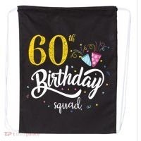 60th Birthday Squad 60 Party Crew Group Friends BDay Gift Drawstring Bag thumb 0