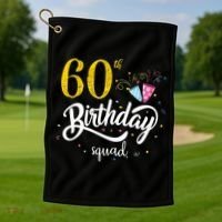 60th Birthday Squad 60 Party Crew Group Friends BDay Gift Golf Towel thumb 1