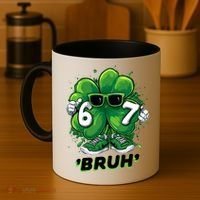 67 Bruh St. Patrick's Day Funny 6-7 Meme Six Seven Coffee Mug thumb 4