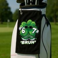 67 Bruh St. Patrick's Day Funny 6-7 Meme Six Seven Golf Towel thumb 2