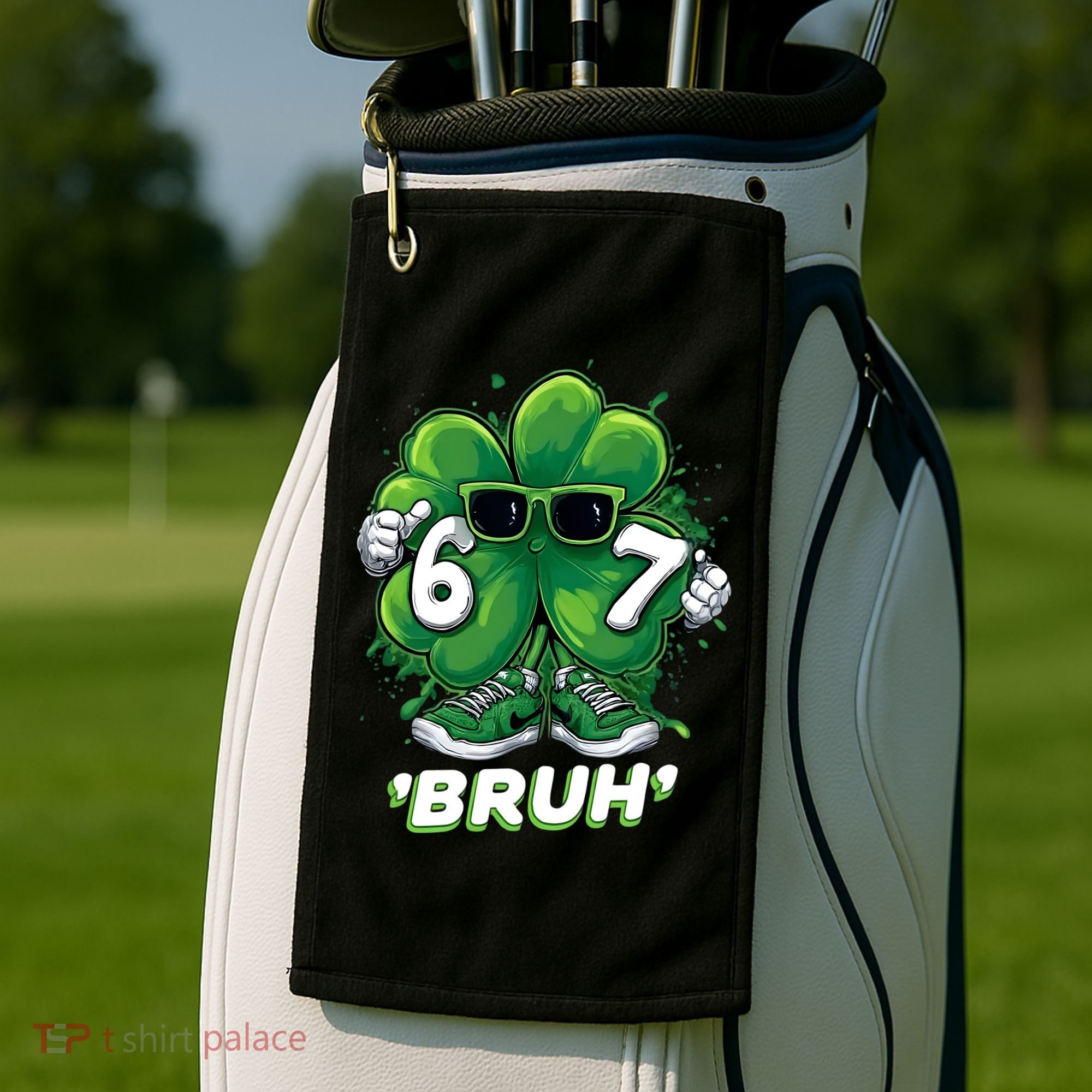 67 Bruh St. Patrick's Day Funny 6-7 Meme Six Seven Golf Towel