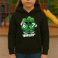 67 Bruh St. Patrick's Day Funny 6-7 Meme Six Seven Kids Hoodie thumb 3